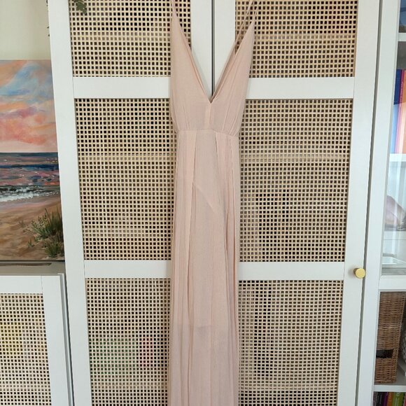 NWT Small Audrina Blush Flowy Maxi Dress in Blush - Picture 1 of 5